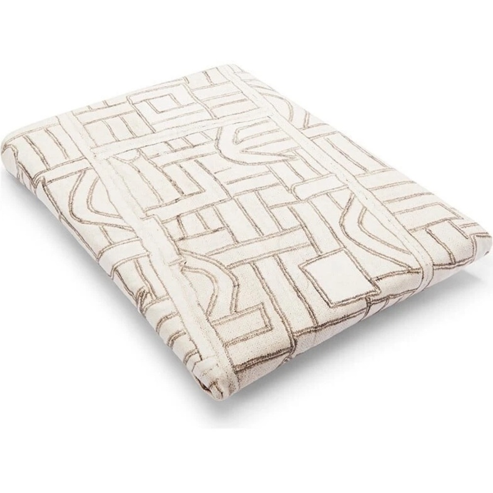 SOLD ST FRANK Maisonette Ecru Maze Kuba Cloth Cotton Percale Crib Sheet NWOT